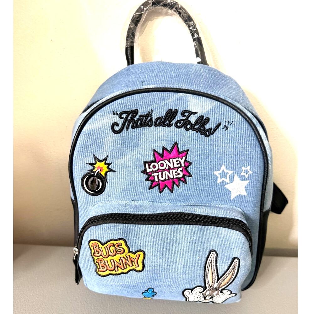 Looney Tunes Bugs Bunny Denim Mini Backpack Y2K Cartoon NWT